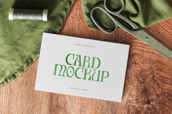 EUR Tailor Business Card Mockup Scene