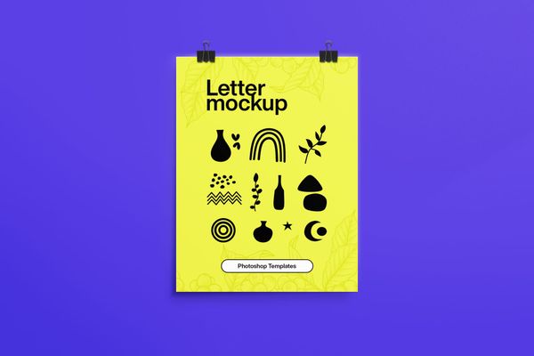 Yellow Letter Mockup on Bold Purple Background