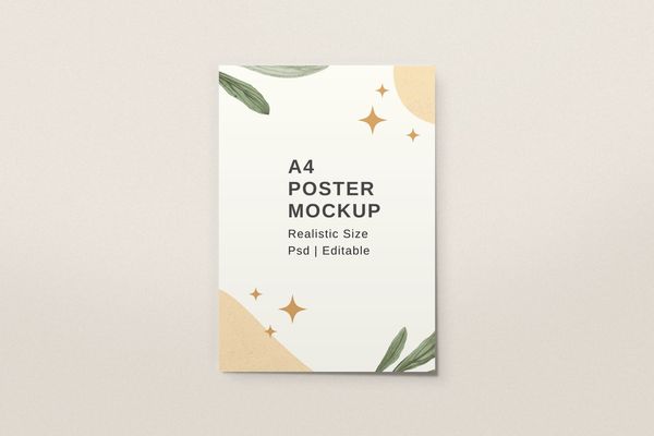 Clean Vertical Poster Mockup on a Soft Beige Background