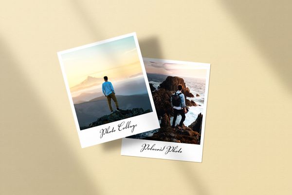 Polaroid Photo Collage Mockup with Shadow
