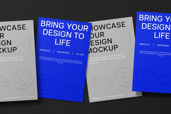 Postcard Mockup with Dark Background