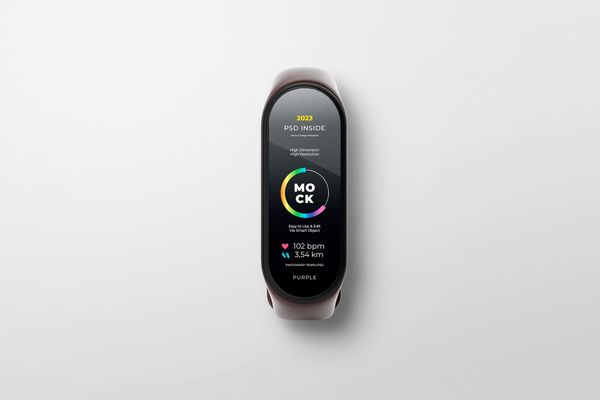 Flat Lay Purple Smartwatch Mockup