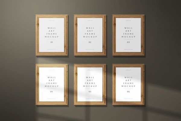 Frame Mockup Grid Layout on Shadowed Background