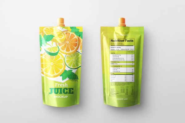 Front and Back Spout Pouch Bag Mockup