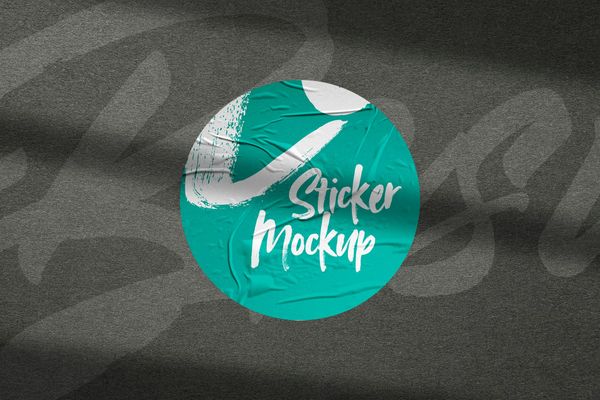 Glued Sticker Mockup