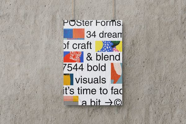 Hanging Poster Mockup on Wall