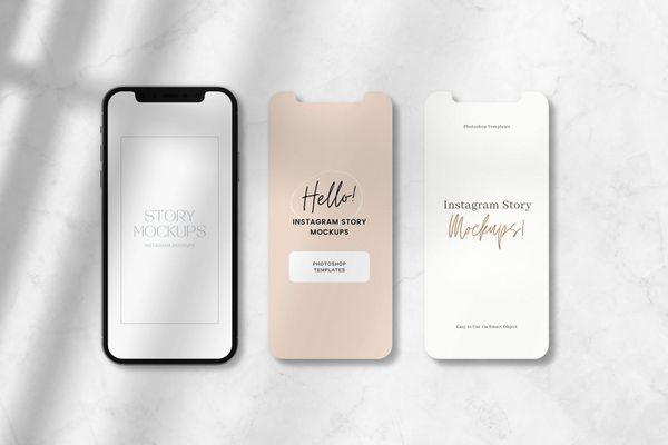 Lined Up Smartphone Screen Instagram Story Mockup