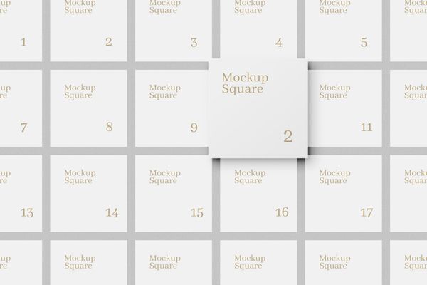 Lot Of Minimal White Square Mockup
