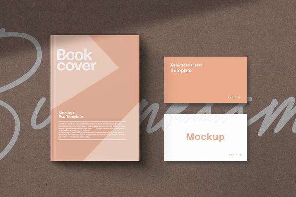 Peach Bookcover and Business Card Mockup