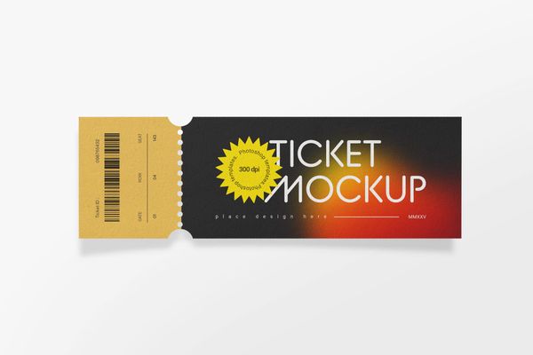 Ticket Mockup with Gradient Background