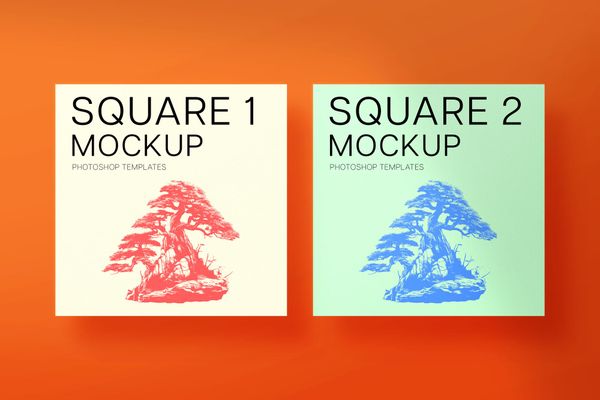 Square Mockup With Orange Background
