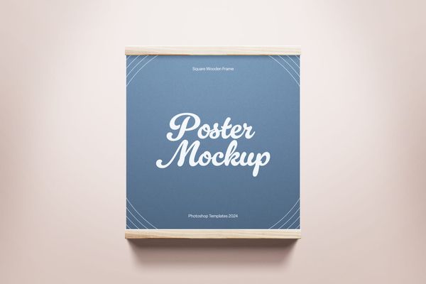 Square Wooden Frame Canvas Mockup