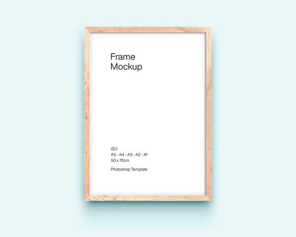 Wooden Texture ISO Frame Mockup with Light Blue Color