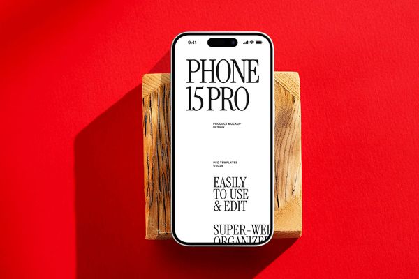 Branding iPhone Mockup on Wooden Cube