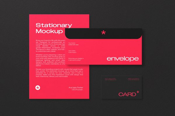 Calming Red Stationary Mockup