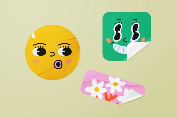 Three Glued Sticker Mockup