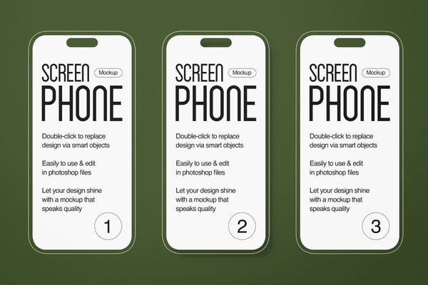Screen Phone 16 With Outline Mockup