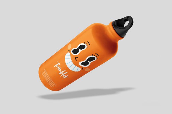 Fun Character Bottle Mockup Orange Color