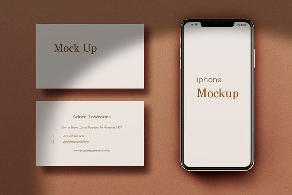 iPhone and Business Card Mockup