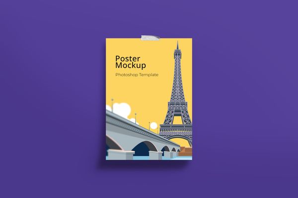 Paris Purple Poster Mockup