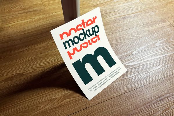Poster Mockup on Wooden Floor