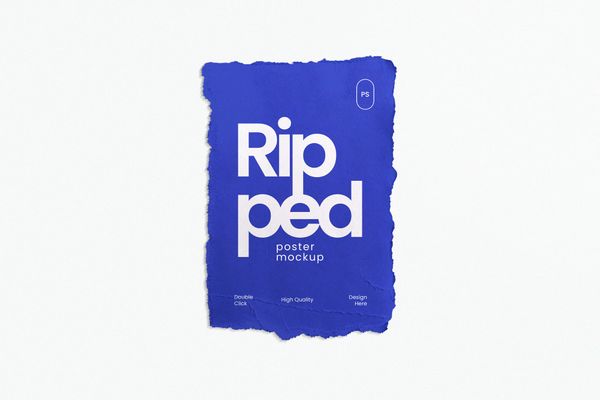 Blue Ripped Poster Mockup