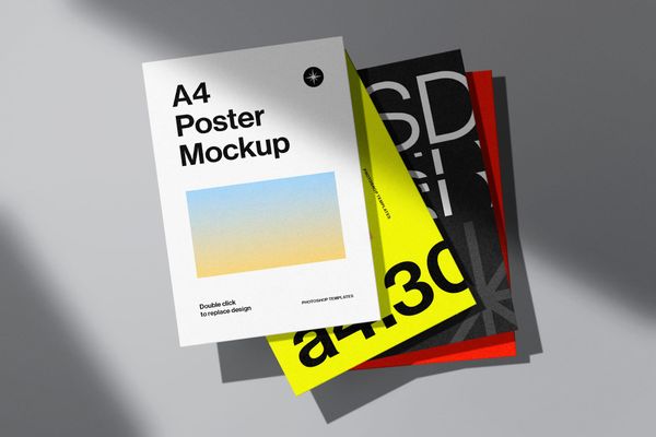 Stacked A4 Poster Mockup