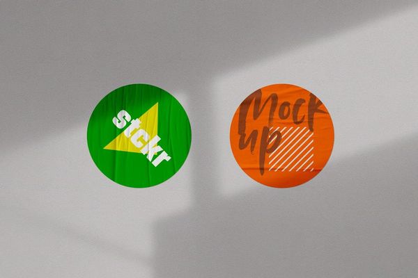Two Round Sticker Mockup