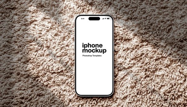 iPhone 15 Pro Mockup On Wool Carpet
