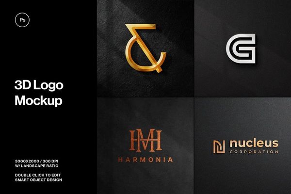 Minimalist 3D Logo Mockup Set