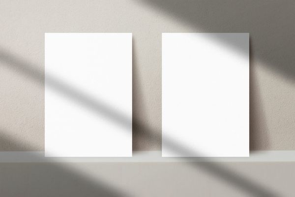 A4 Poster Mockup Stand on Podium with Shadow