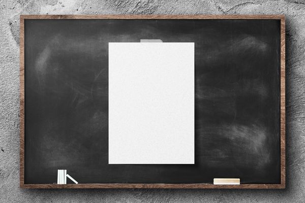 A4 Poster Mockup on Black Chalkboard