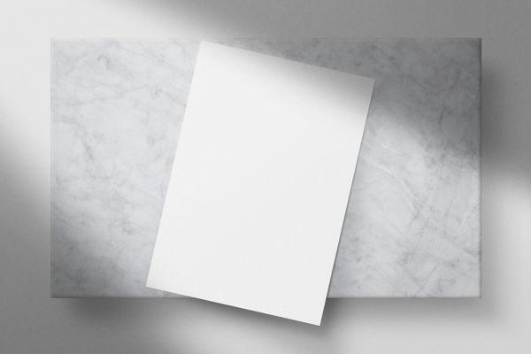 A4 Poster Mockup on Marble Podium with Shadow