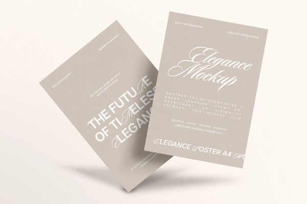 A4 Poster Mockup on Soft Color Background