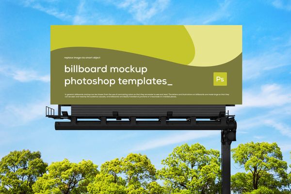 Billboard Mockup With Tree Landscape