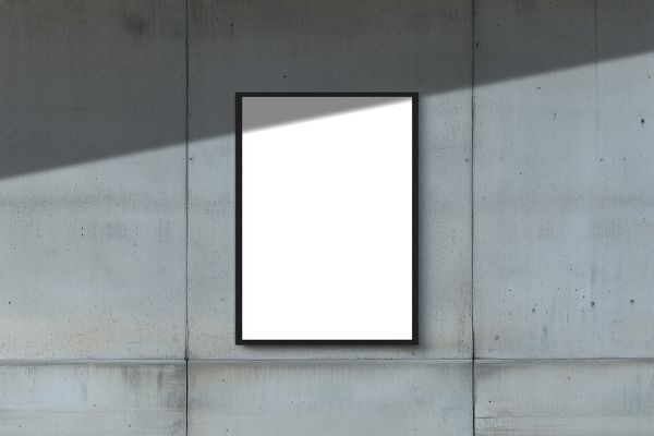 Black Frame Poster Mockup on Wall