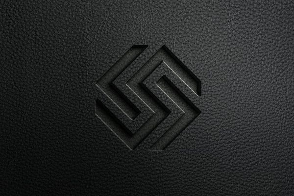 Black Leather Debossed Logo Mockup