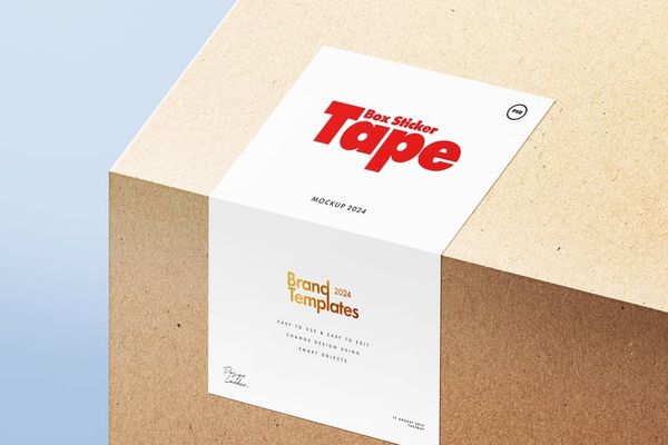 Box Sticker Tape Mockup