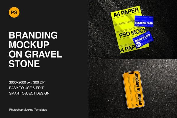 Branding Mockup On Gravel Stone