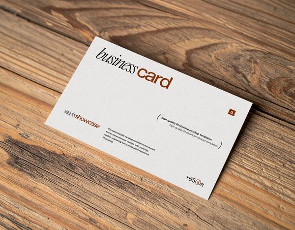 Business Card Mockup on Wood Background
