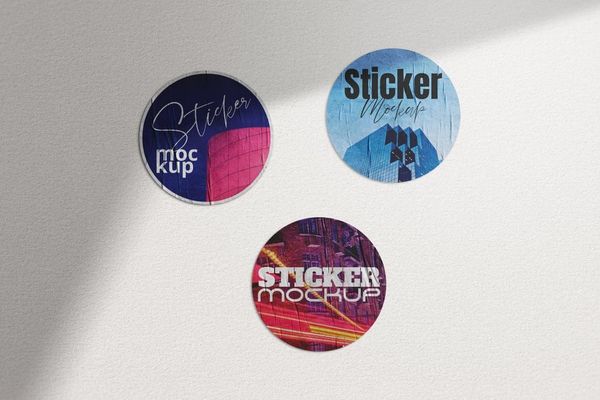 Circle Wrinkled Sticker Mockup