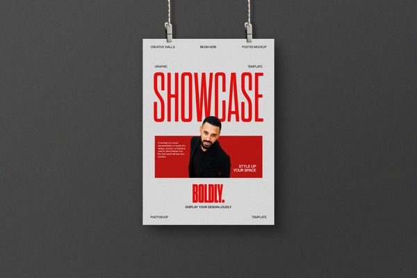 Hanging Spotlight Poster Mockup