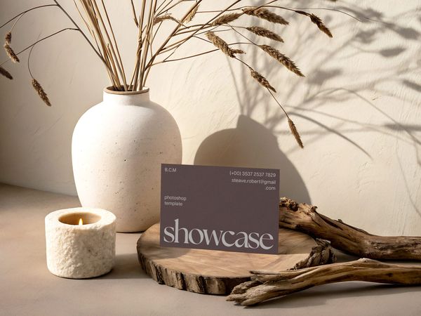 Rustic Elegance Business Card Mockup