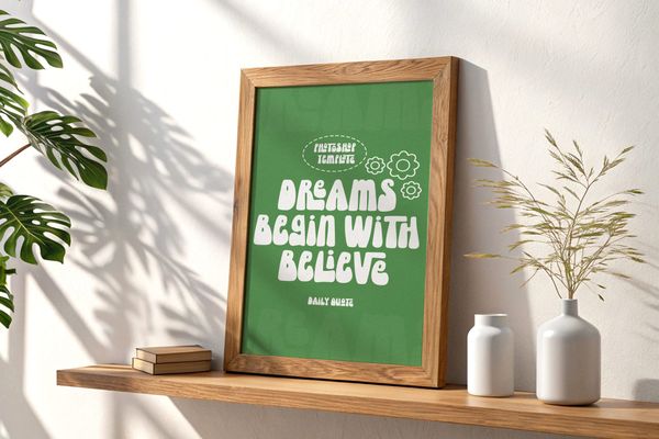 Wooden Shelf Poster Mockup