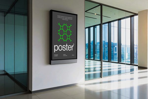 Contemporary Wall Poster Mockup Display in Corporate Space
