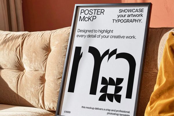 Framed Poster Mockup On Sofa