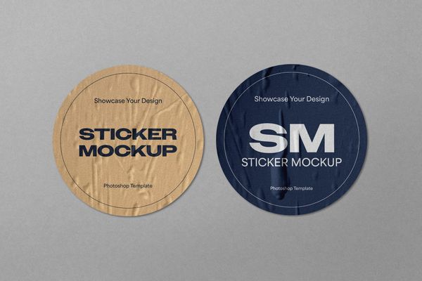 Creative Glued Sticker Mockup
