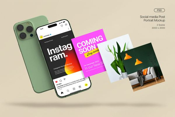 Creative Social Media Post Portrait Mockup