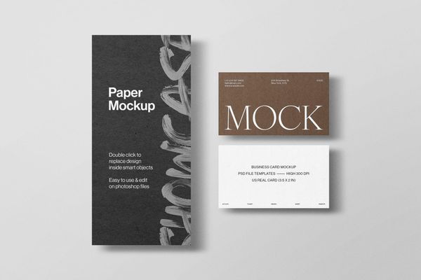 Premium DL Paper and Business Card Mockup