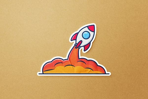 Glued Sticker Mockup on Brown Background
